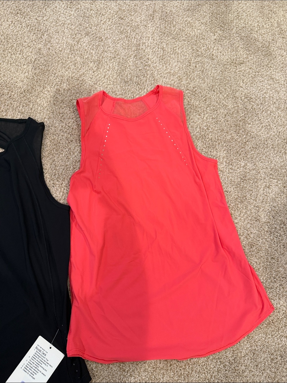 2 lululemon athletica Black and Coral Sleeveless Workout Tank Tops - Picture 3 of 8